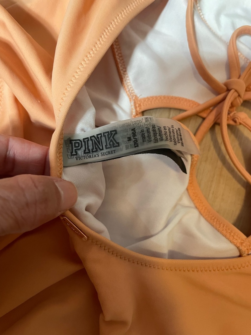 PINK Victoria's Secret Peach One-Piece Swim with Front Cutouts - Picture 4 of 8